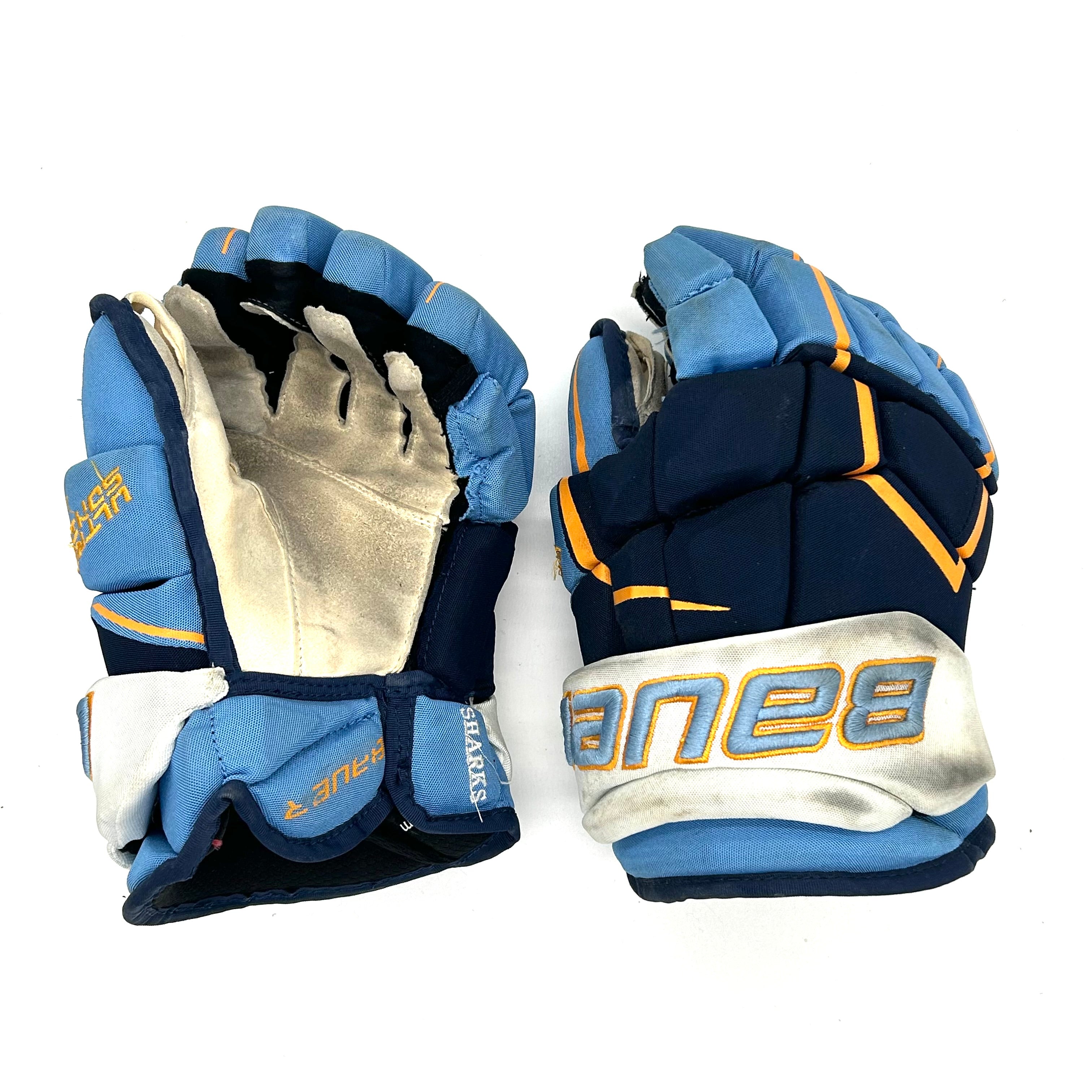 Bauer Supreme Ultrasonic - Gants Pro Stock d'occasion (bleu/jaune)